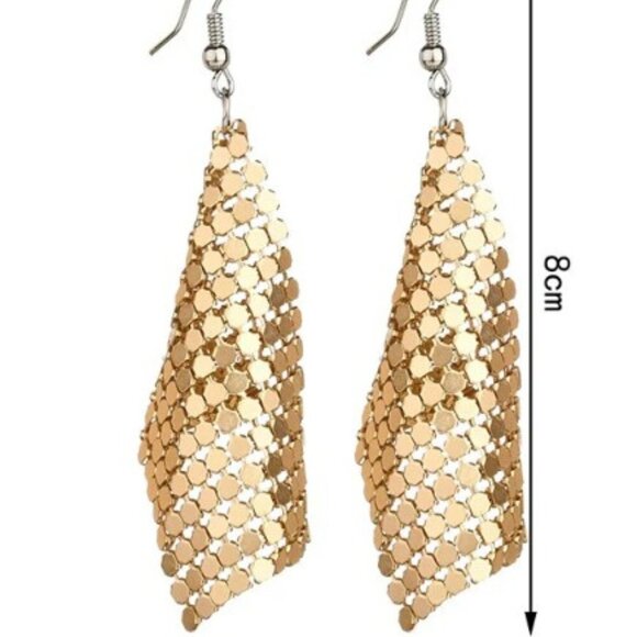 Sequin Statemente Aluminum Earrings Teal, Pink, Red, or Gold - Picture 2 of 7